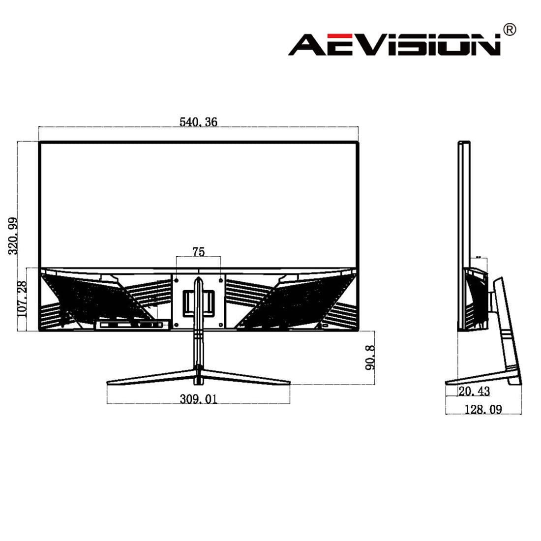 Monitor PC de 24 inchi subțire și simplu pentru birou și CCTV